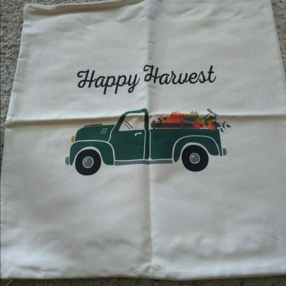 ❤️Thirty One Statement Pillow Cover Natural Fall Truck Happy Harvest NIP